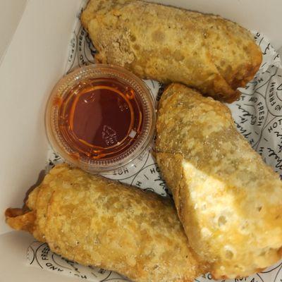 Boudin Eggrolls & Sweet and Sour Sauce.