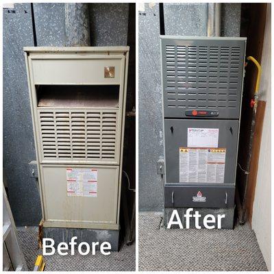 Replaced a old furnace with a New trane 80% Efficiency 2 stage furnace