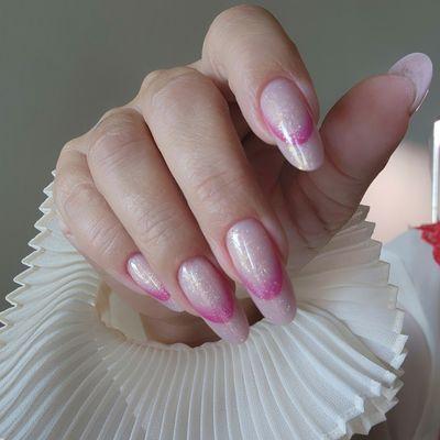 Hard Gel extension with unique French nails design