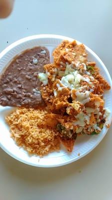 Red chilaquiles combo plate, excluded the sour cream. (beware: extremely spicy!!!)