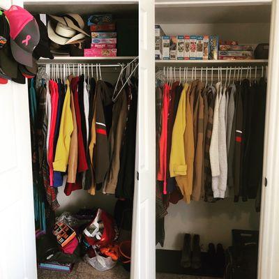 Organized Coat closet. Call on us to remedy those busy areas in your home!