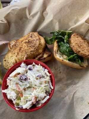 Fish sandwich and slaw.