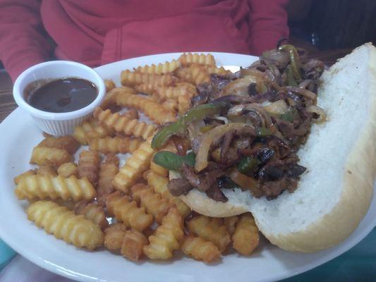 Steak sandwich with fries