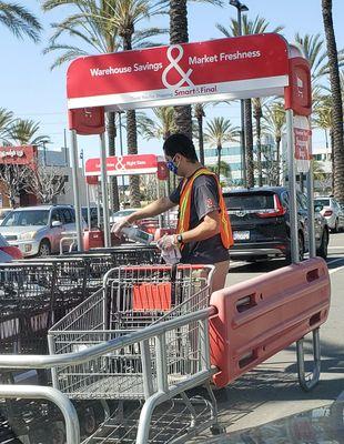 S&F keeping the carts sanitized