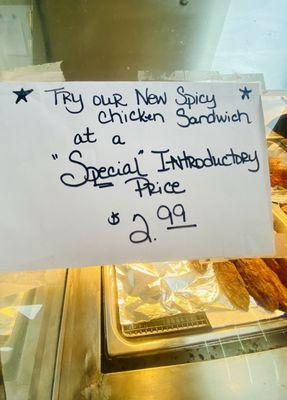 New Item. "Spicy Chicken Sandwich"