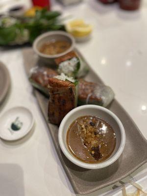 Grilled pork spring rolls