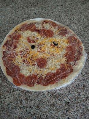 This is a jack-o-lantern pizza??!! Maybe if he's a meth head...