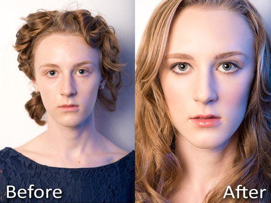 Before and After Photo of a Model Portfolio Session