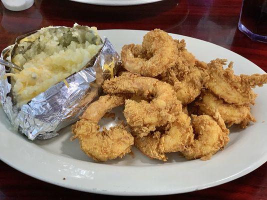 Fried shrimp & baked potato