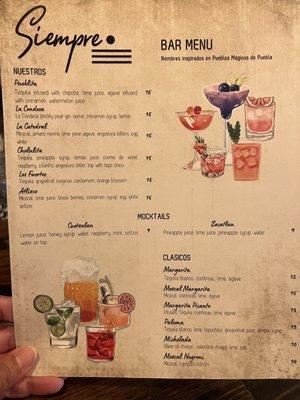 Drink menu.