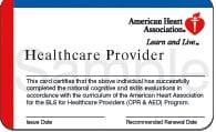 AHA CPR BLS Healthcare Provider Card