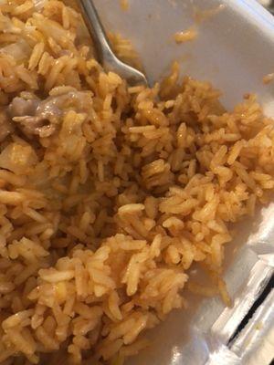 Rice wasn't cooked all the way through.