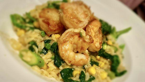 Shrimp-scallops with truffle risotto