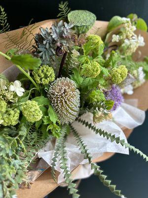 Unusual hand tied bouquet.