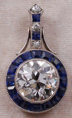 Antique Diamond & Natural Sapphire Pendant.