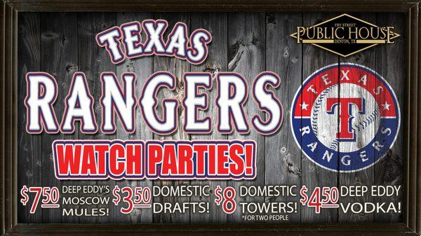 Texas Rangers watch parties!