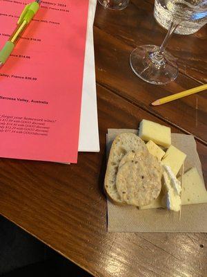 Cheese pairings for the wine tasting