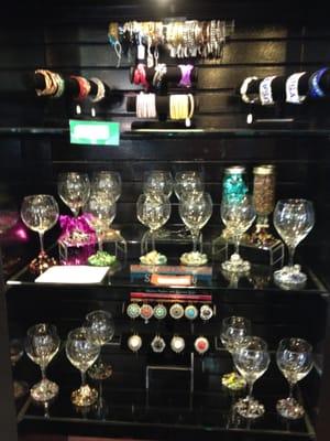 we have a nice assortment of Glammy Glasses. Perfect for that wine drinker in your life. Each glass has a different etched saying.