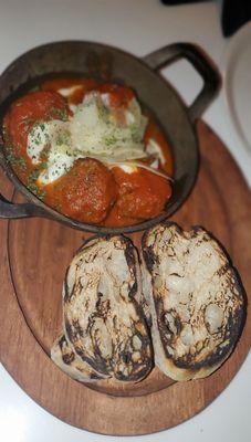 Meatballs with fresh made bread.