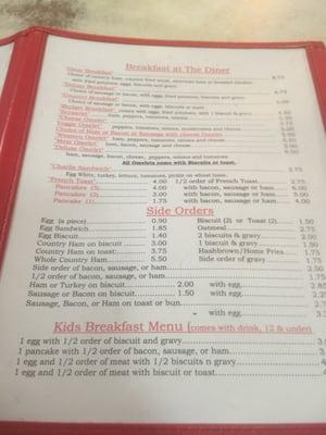 Fordsville diner menu