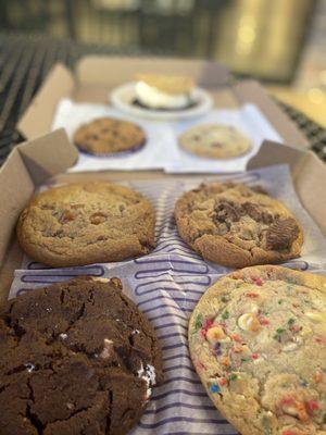 Bottom four: the toffee, Reesie's cookies, s'more's cookies, confetti cookie