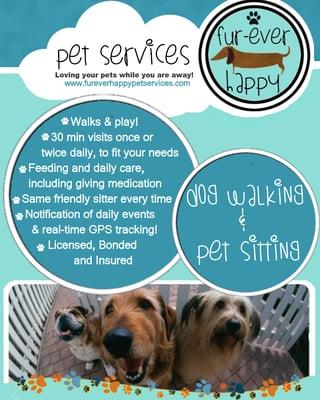 We are fully licensed, bonded and insured. Your pet’s visits are fully documented through GPS Check In & Check Out!!