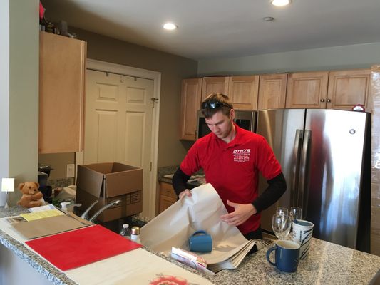 Packing up dishes prior to a residential move