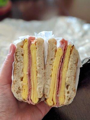 Pork roll (NOT Taylor Ham, North Jersey, get it together), egg, and cheese on an english muffin - PERFECTION.