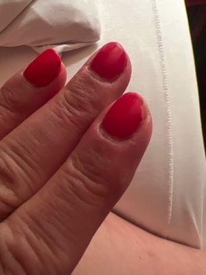 Linda's nails chipped same day terrible job