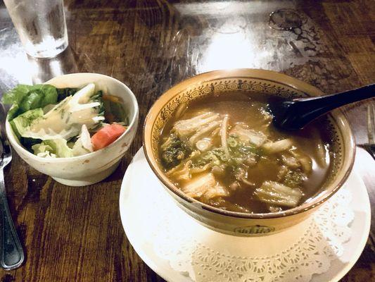 menu dining: ginger salad, spicey beef soup