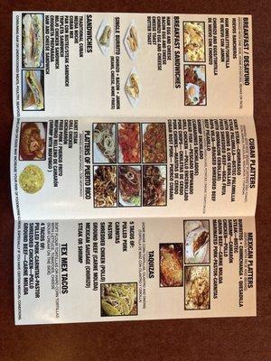 The other side of the menu.