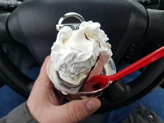 Small hot fudge sundae