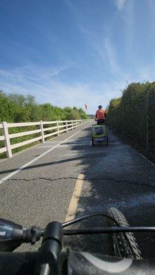 First time for our son riding on the bike path. Happy day