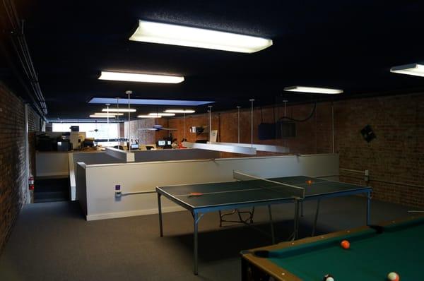 Ping Pong table and pool table on second floor