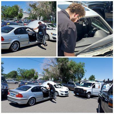 Dealer fleet windshields being replaced.