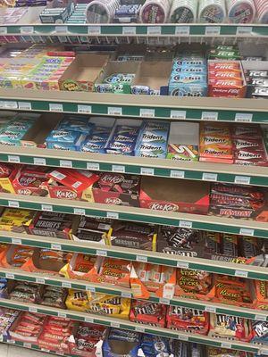 Wide variety of gum and sweets, etc.