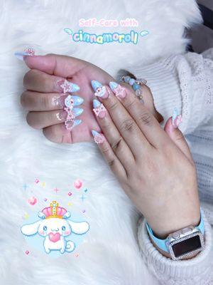 Cinnamoroll blue French tips by Tiffany