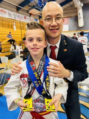 Owings taekwondo tournament with Master Kang. Kenneth got 1st place in sparring, 3rd in forms.