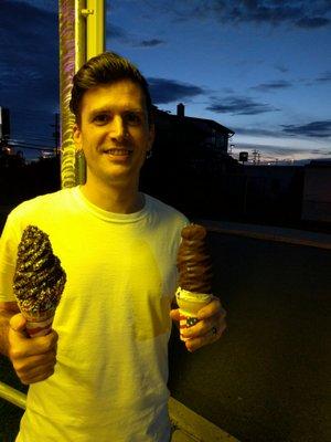 Both (huge!) cones are medium.  Very decadent.