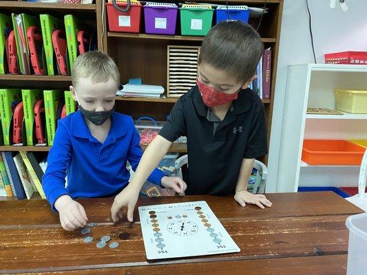 Building upon a Math concept by physically practicing it with a partner.