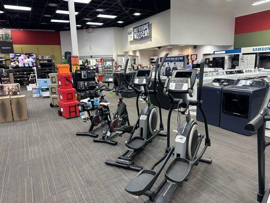 Home gym equipment demos on display