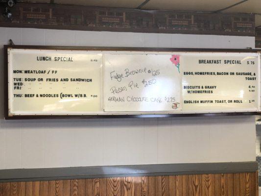 Wall menu