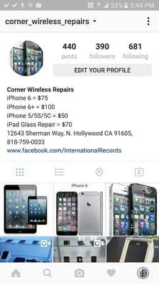 Follow us on Instagram @Corner_Wireless_Repairs