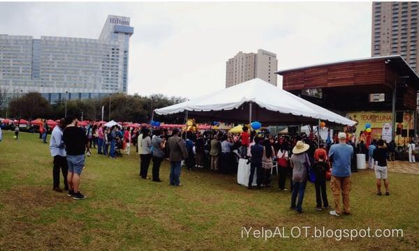 Great day to be outdoors and Hilton hotel as a backdrop at Texas Lunar Festival.