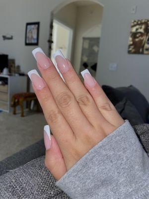 Full set, square French tips