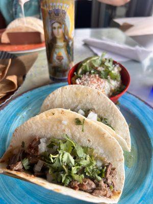 Steak tacos & elotes