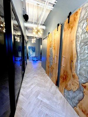 Custom wood resin doors at our wellness wing