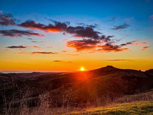 sunset on the road to Hearst Castle