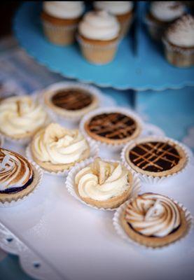 Banana Cream pie, Ube Pie, and Chocolate Salted Caramel pie