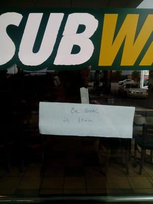 No subway today... Its been longer then 10 minutes... Lolololol